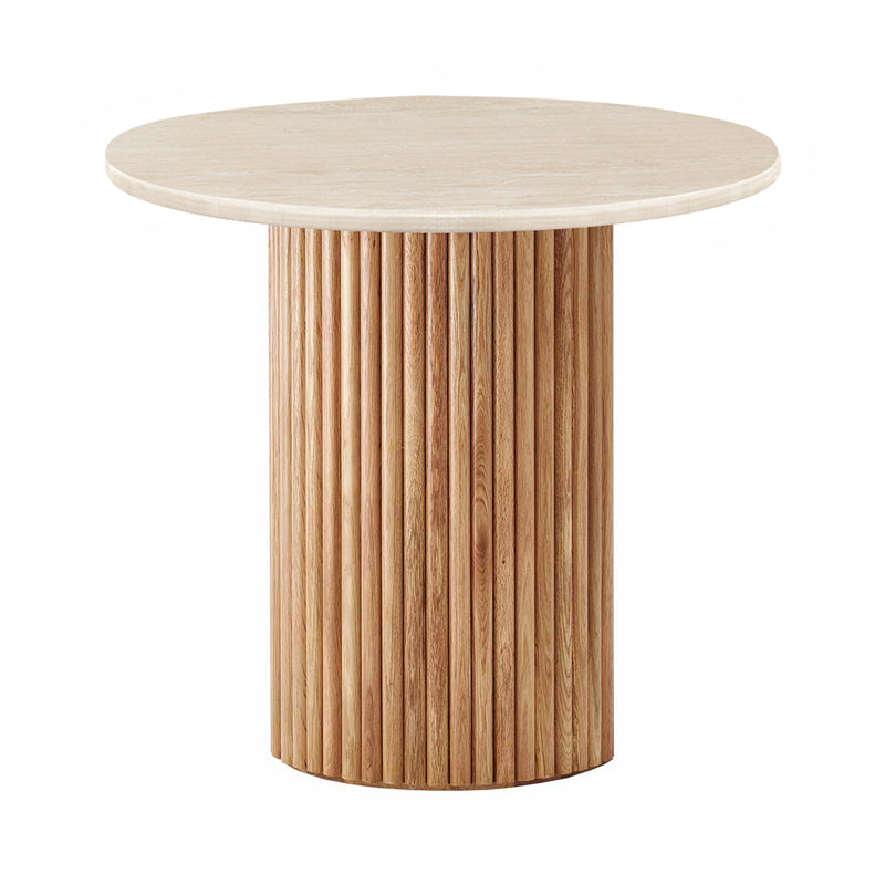 Cosmos Travertine Side Table (Oak, Travertine)