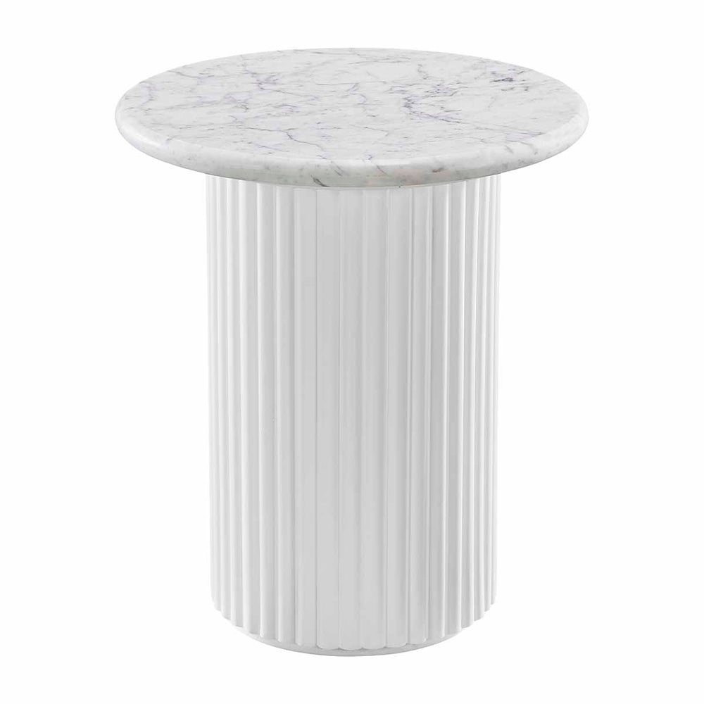 Cosmos Side Table (White Oak, Carrara Marble)