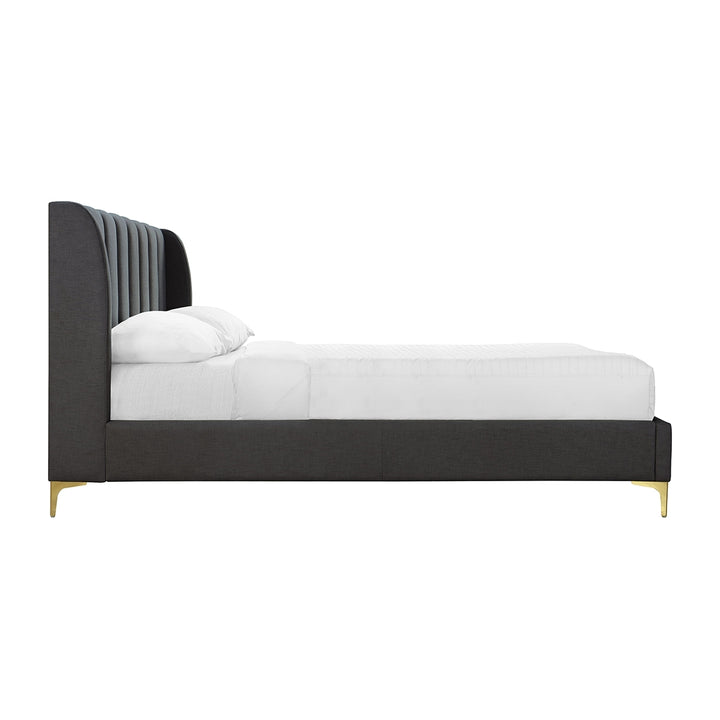 Georgia Fabric Queen Bed (Charcoal)