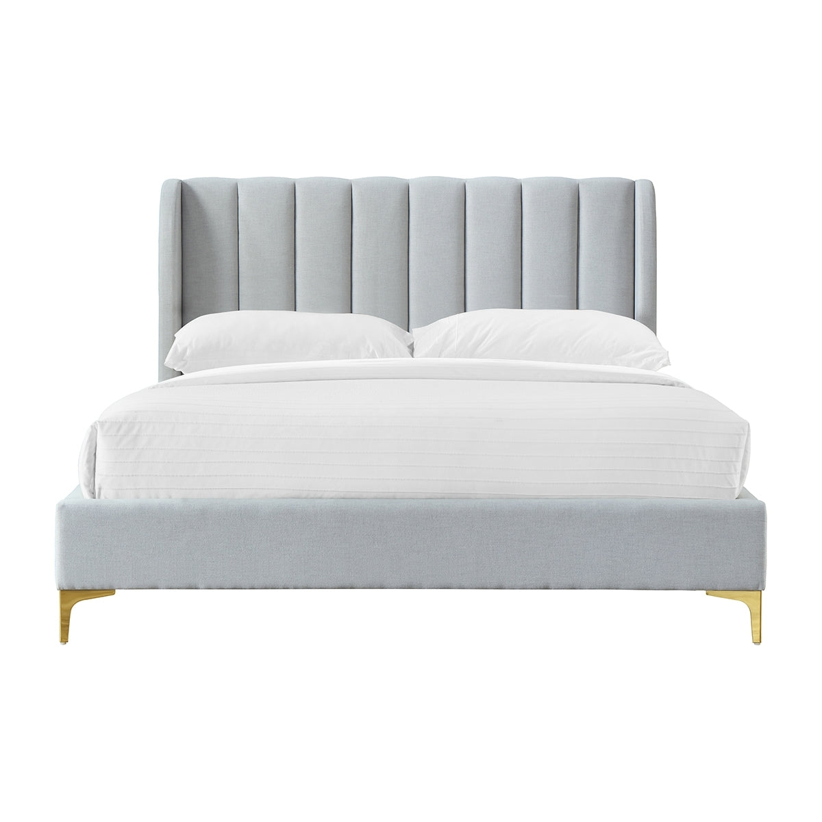 Grey fabric deals queen bed