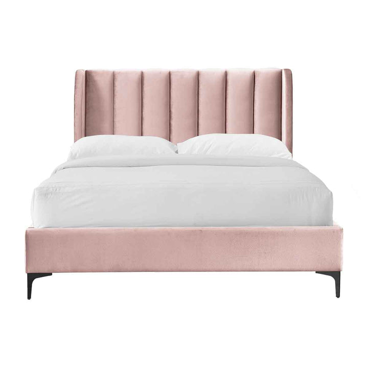 Georgia Velvet Double Bed (Blush)