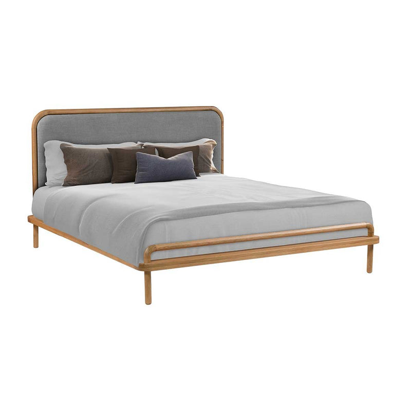 Norah King Bed (Oak, Light Grey)