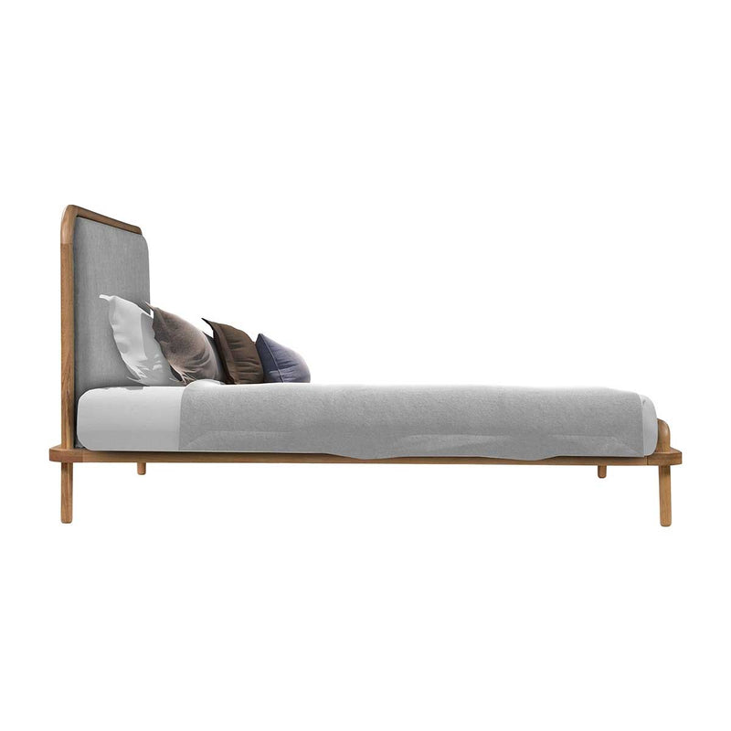 Norah King Bed (Oak, Light Grey)