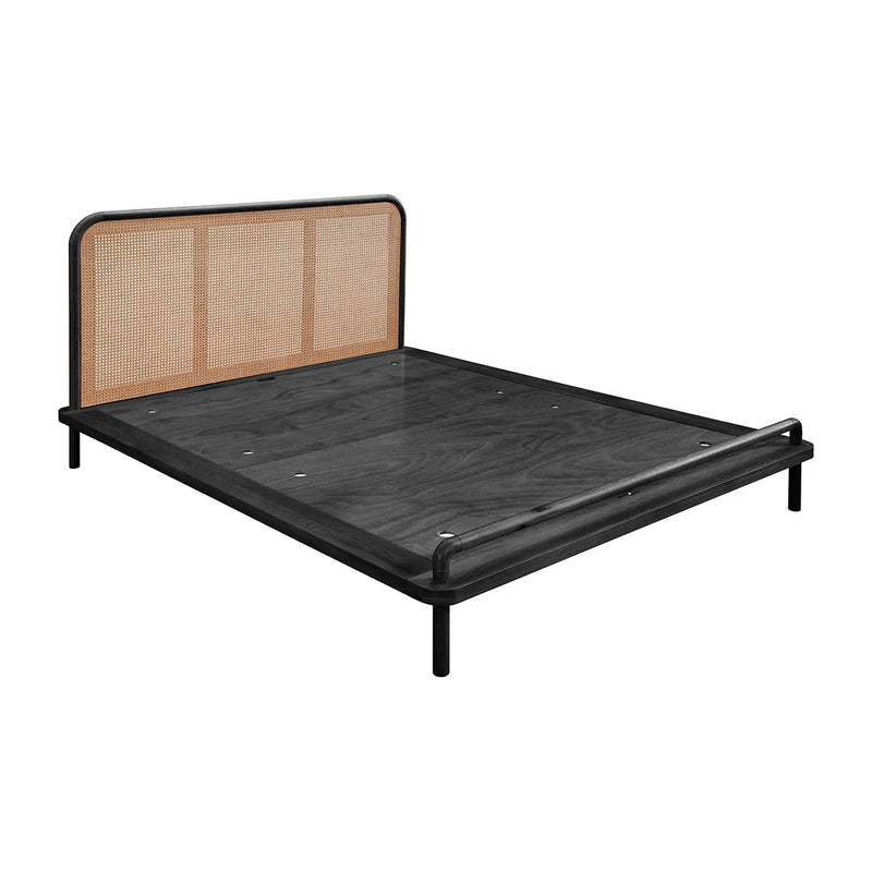 Norah Rattan Queen Bed (Black, Natural)