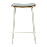 Hendrix Backless Bar Stool (Oak, Grey Weave Fabric)