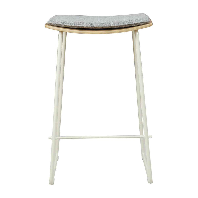 Hendrix Backless Bar Stool (Oak, Grey Weave Fabric)