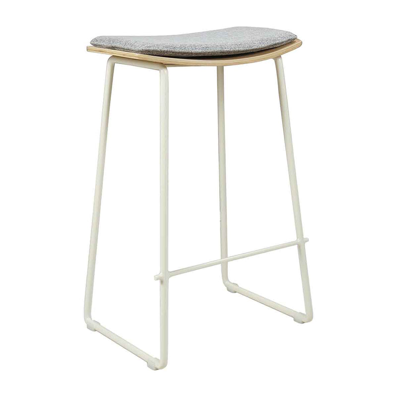 Hendrix Backless Bar Stool (Oak, Grey Weave Fabric)