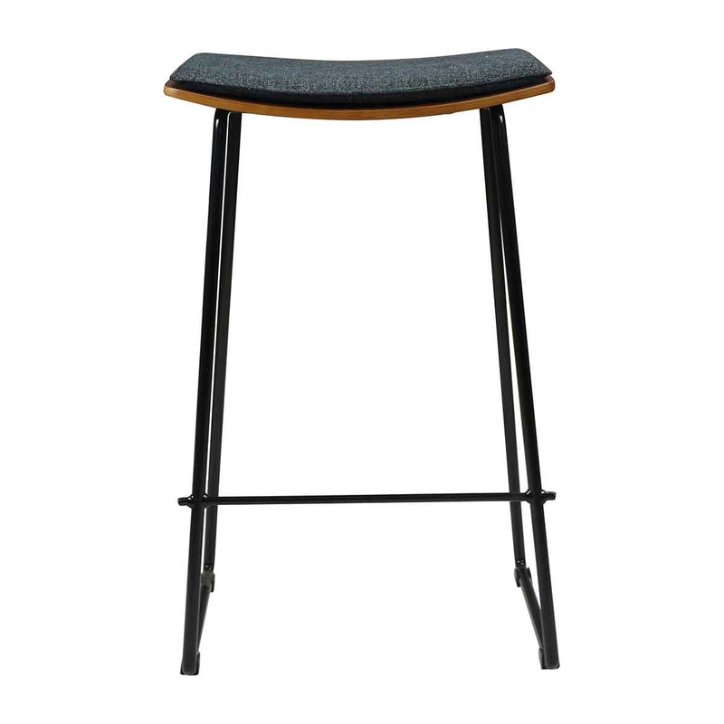 Hendrix Backless Bar Stool (Walnut, Charcoal Fabric)