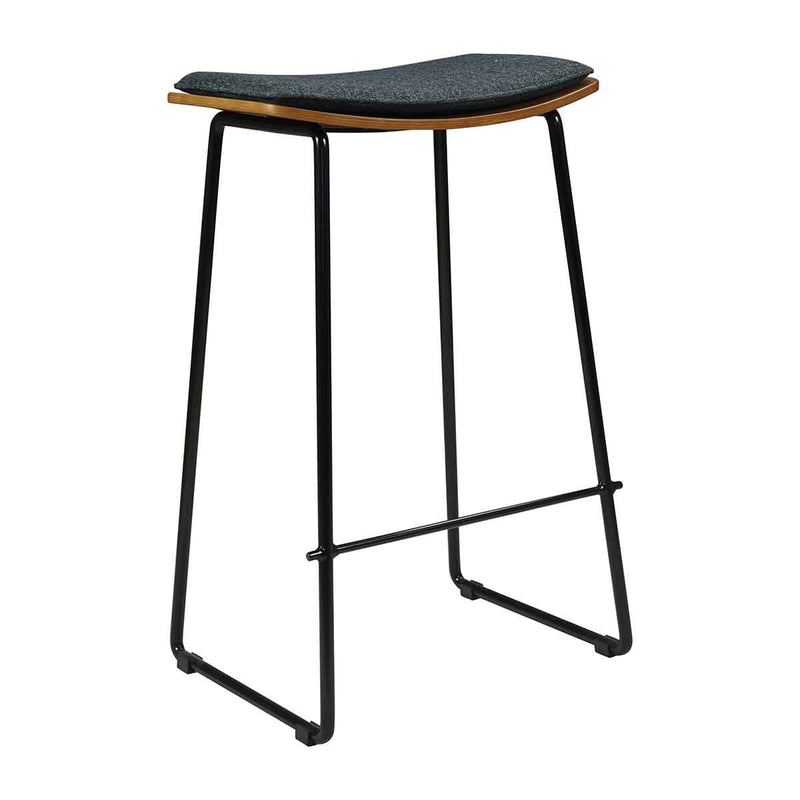 Hendrix Backless Bar Stool (Walnut, Charcoal Fabric)