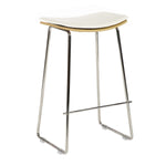 Hendrix Backless Bar Stool (Oak, White Leather)