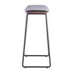 Hendrix Backless Bar Stool (Walnut, Black Leather)