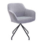 Levi Swivel Fabric Dining Arm Chair - Grey Weave / Black