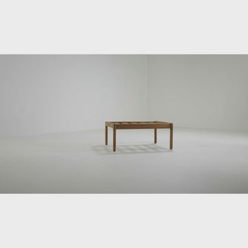 Jack Outdoor Fabric Footstool (Teak, Off White)