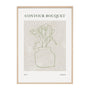 Bouquet Outline Framed Print - Natural / 44 x 62cm