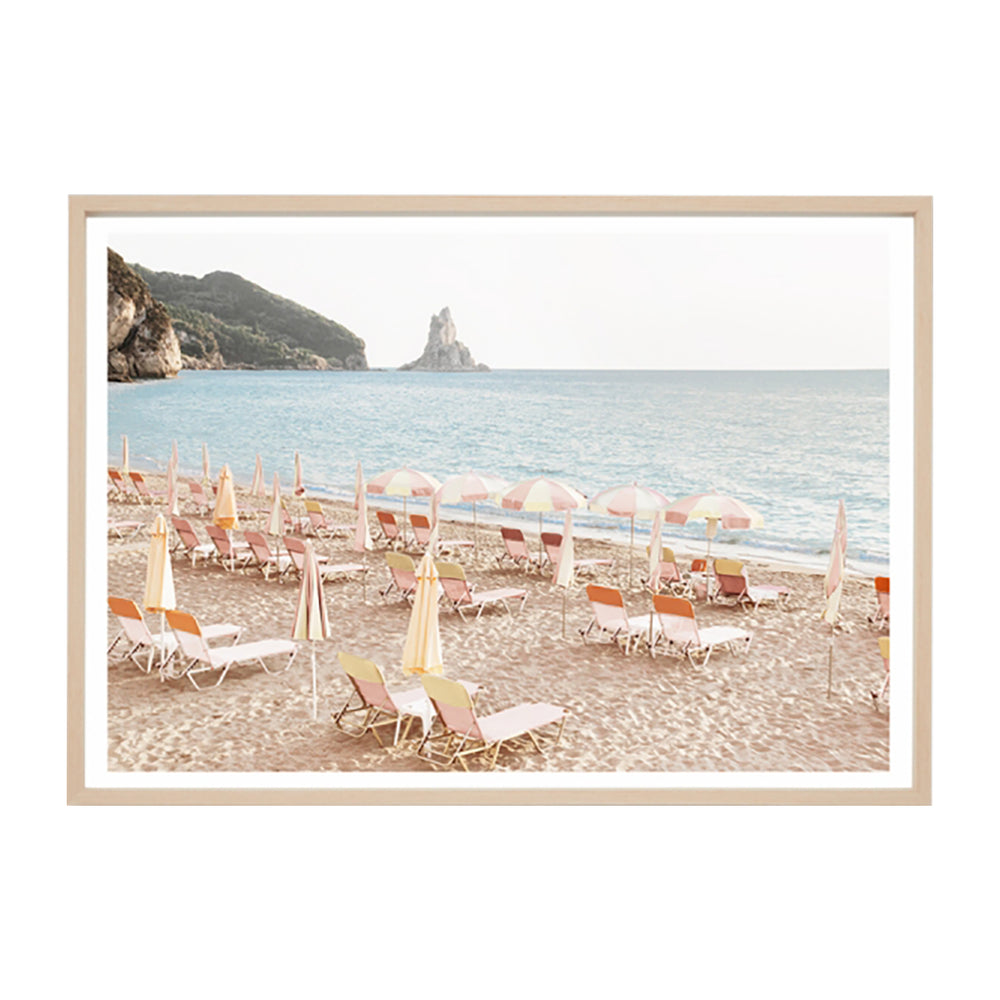 Sunset Parasols Framed Print