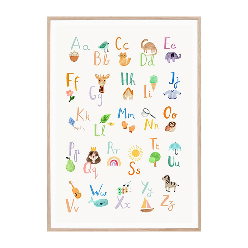 Watercolour Alphabet Bright Print