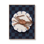 Crustacean Deep Portrait Art Print - Blue / Oak Framed Canvas / 60 x 90cm