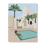 Poolside Paige Portrait Art Print - Oak Framed Canvas / 60 x 90cm