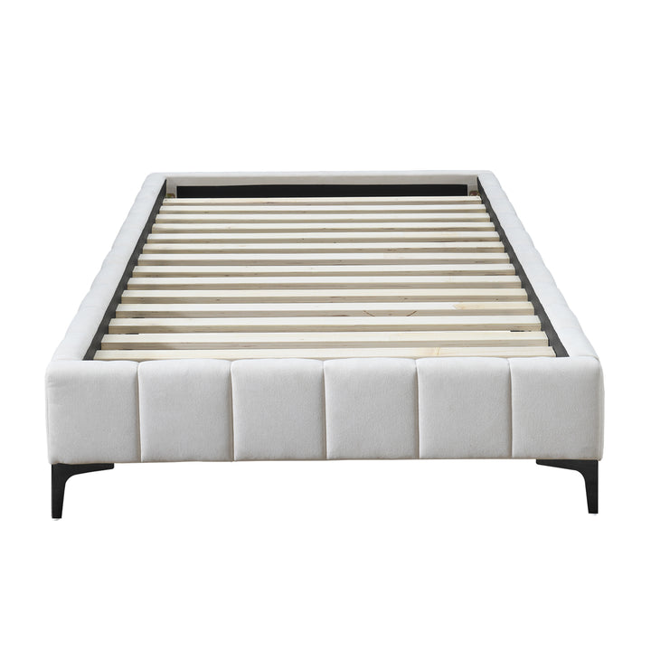Georgia Fabric King Single Bed Frame (Cream)
