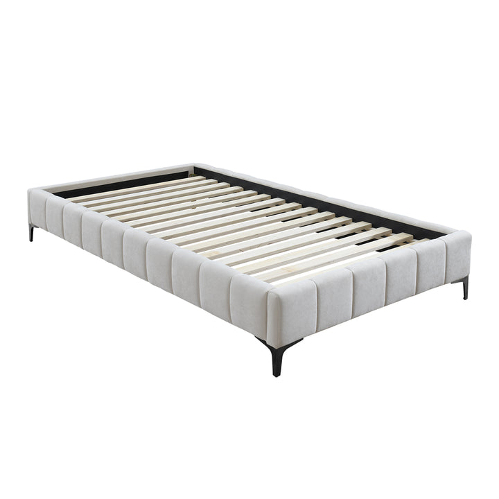 Georgia Fabric King Single Bed Frame (Cream)