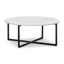 Luxe Round Marble Coffee Table - White Marble / Black