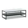 Zara Marble Rectangular Shelf Coffee Table - White Marble / Black