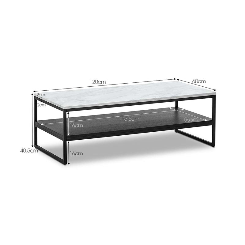 Zara Marble Rectangular Shelf Coffee Table