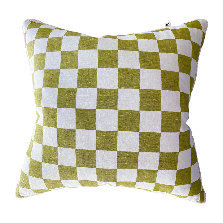 Life x Bonnie & Neil Checkers Cushion (Citron, Tan, 50cm)