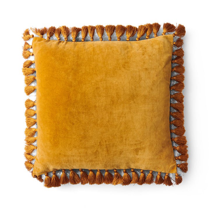 Pecan Velvet Tassel Cushion