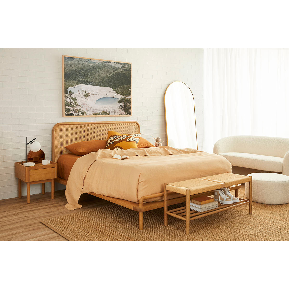 Rattan bed store frame double