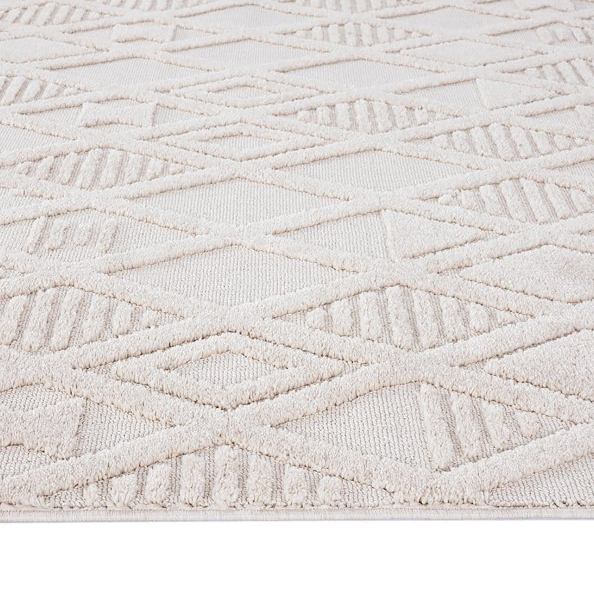 Diamond Detail Textured Rug | Buy Kira Beige Contemporary Rectangle Rug ...