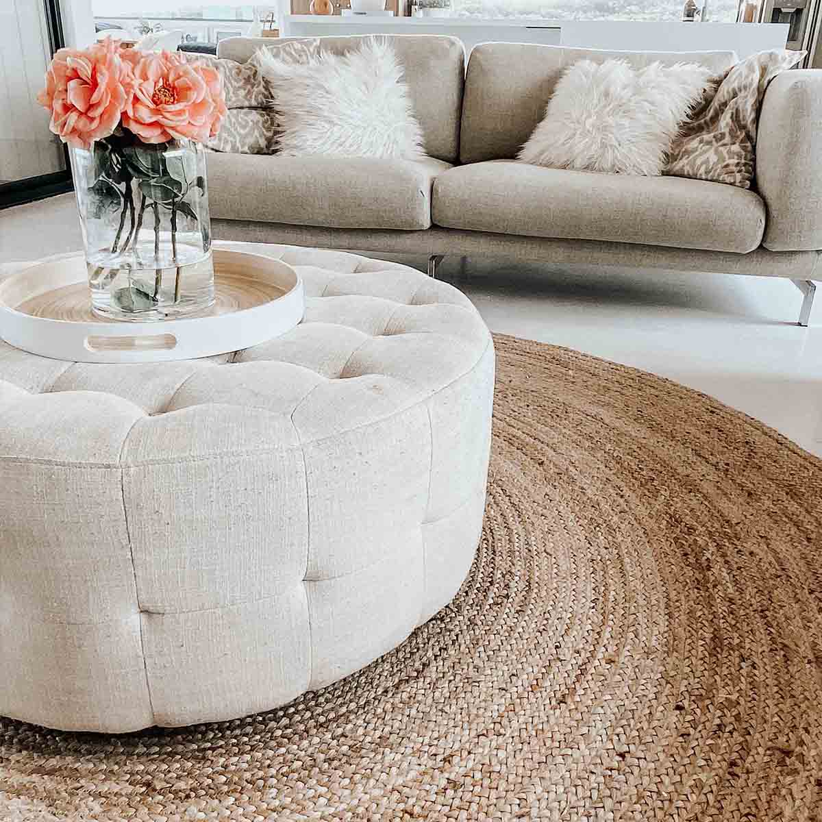 Sayulita Round Jute Rug Buy Online Brown, Woven, Contemporary