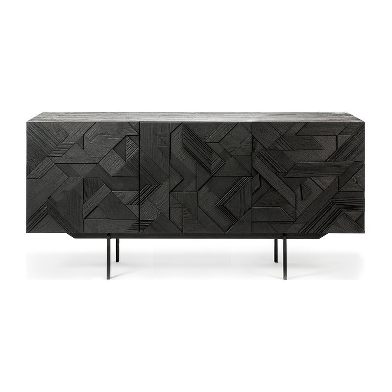 Teak Graphic Black Sideboard