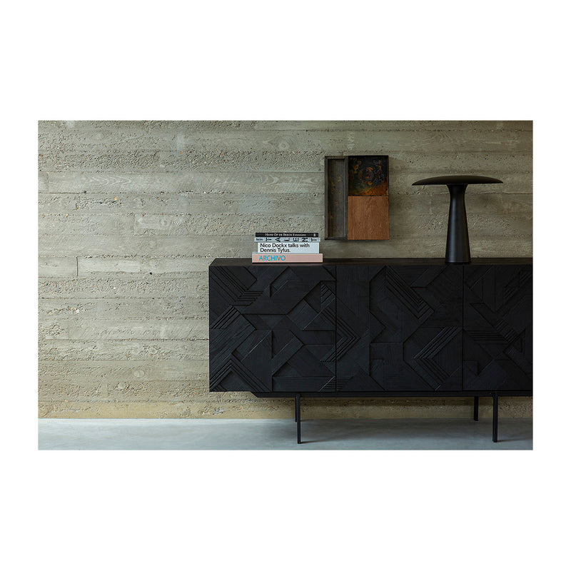 Teak Graphic Black Sideboard