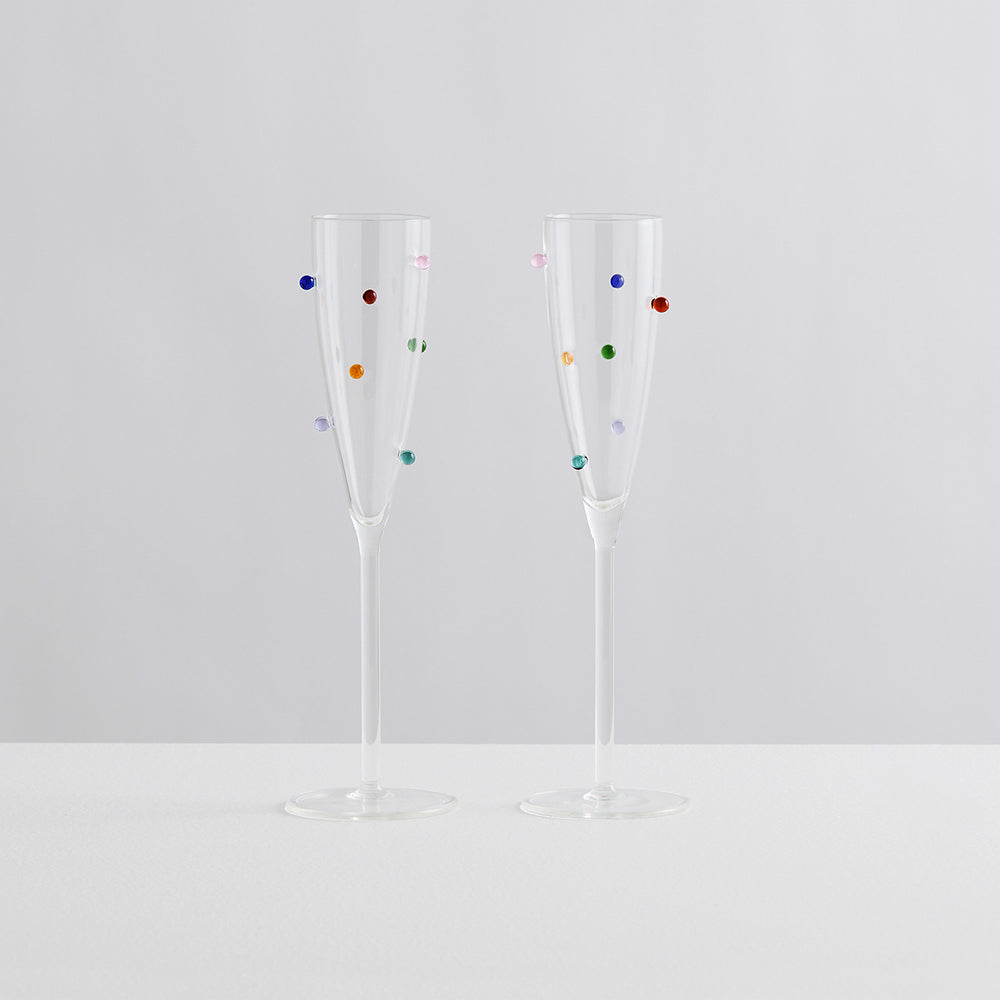 Pomponette Champagne Flutes (Set of 2)