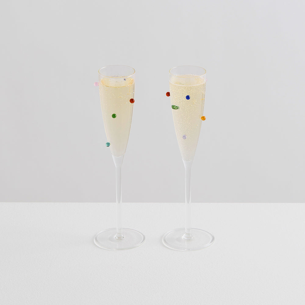 Pomponette Champagne Flutes (Set of 2)