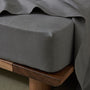Ravello Linen Fitted Sheet - Charcoal / Single