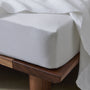 Ravello Linen Fitted Sheet - White / Single