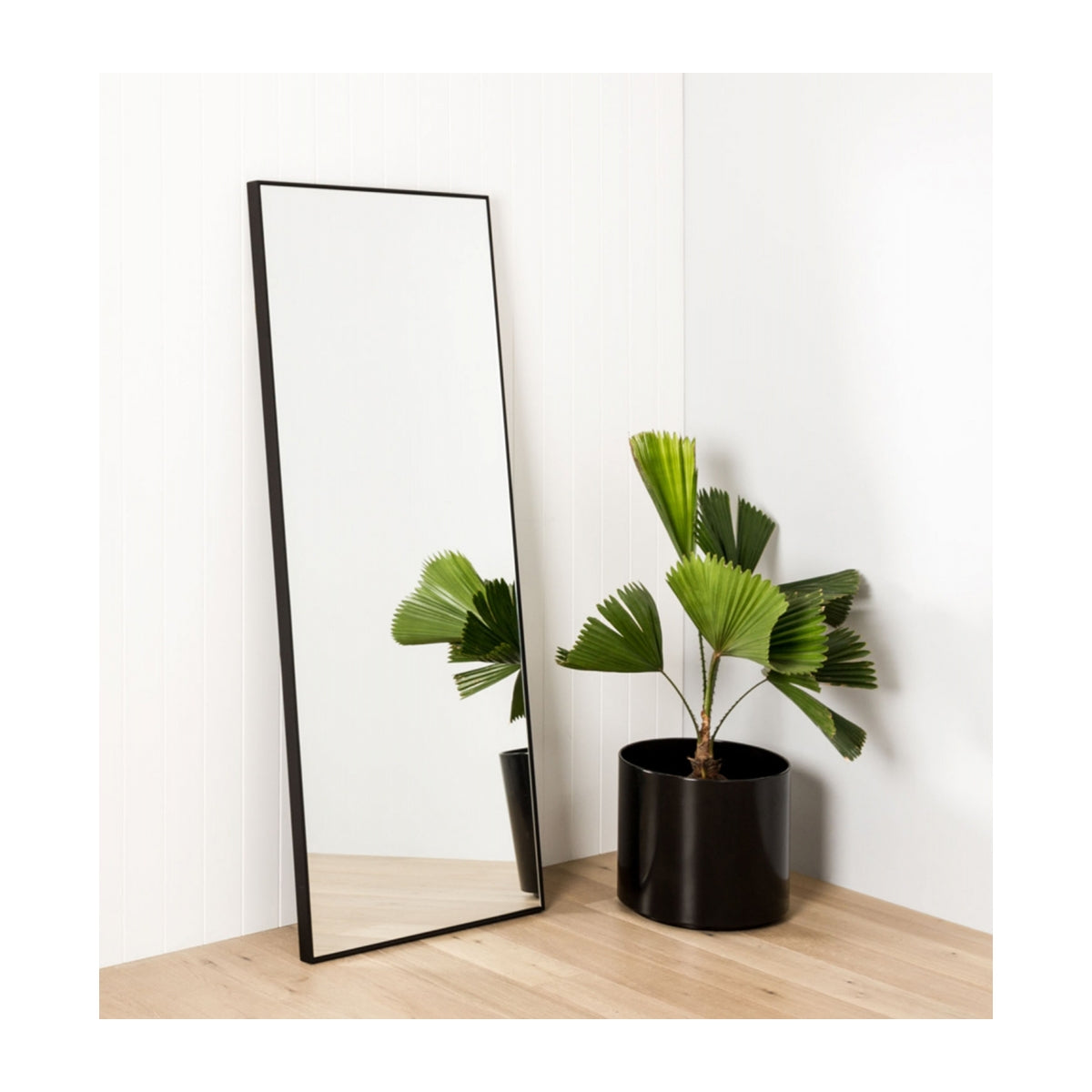 Black on sale leaner mirror